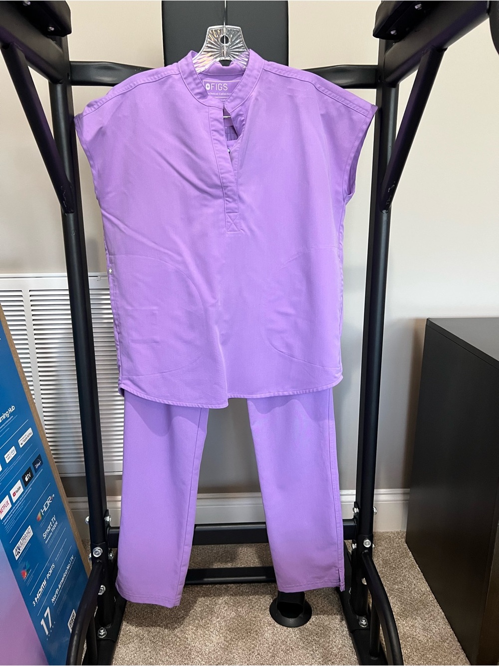 Figs Lavender Short-Sleeve Scrub Top and Straight Leg Pants